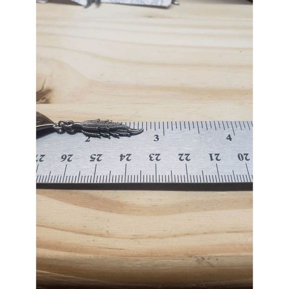 Native American Costume Silver Metal Dangle Triangle Design w/ Red/Green Points- - Picture 5 of 5